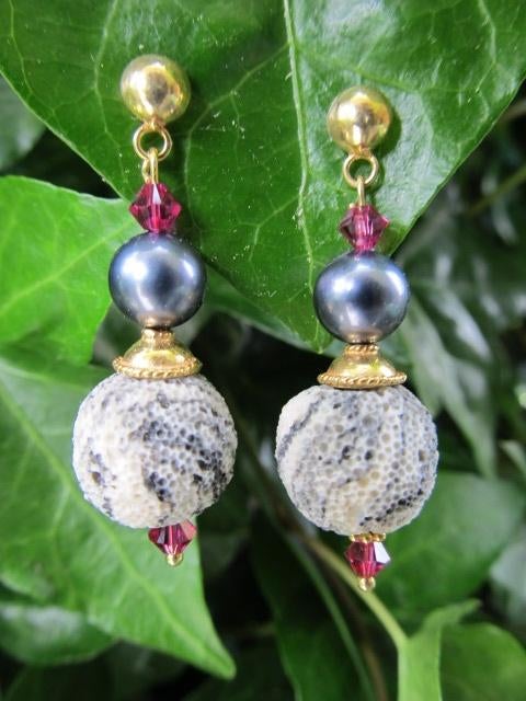 Oorbellen Jetty lava-parel-swarovski kristal goud, Ophalen, Nieuw