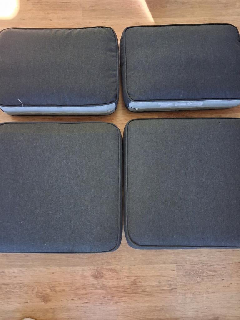 IKEA tuinbank kussens - 4x - inclusief opberghoezen, Huis en Inrichting, Woonaccessoires | Kussens, Ophalen, Gebruikt, Grijs, Rechthoekig