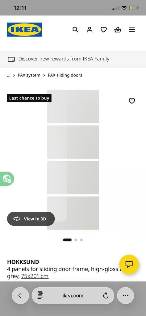 HOKKSUND panelen voor schuifdeurframe, hoogglans lichtgrijs, 200 cm of meer, Nieuw, Minder dan 25 cm, 50 tot 100 cm