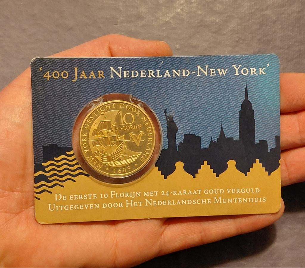 400 Jaar Nederland-New York 10 Florijn Munt coincard, Postzegels en Munten, Munten | Nederland, Koningin Beatrix, Losse munt, 10 gulden