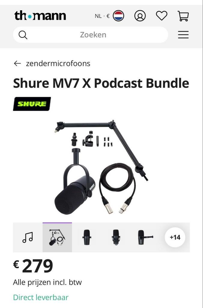 Shure MV7 X Podcast Microfoon met Boomarm, Muziek en Instrumenten, Microfoons, Nieuw, Studiomicrofoon, Ophalen of Verzenden