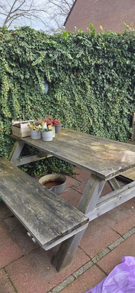 Stijgerhouten Picknicktafel - Robuust & Gezellig, Ophalen, Gebruikt, Rechthoekig, Hout