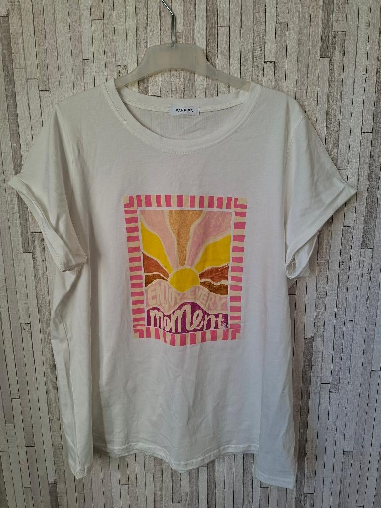 wit shirt paprika met opdruk maat 48, Zwart, Zo goed als nieuw, Paprika, Shirt of Top