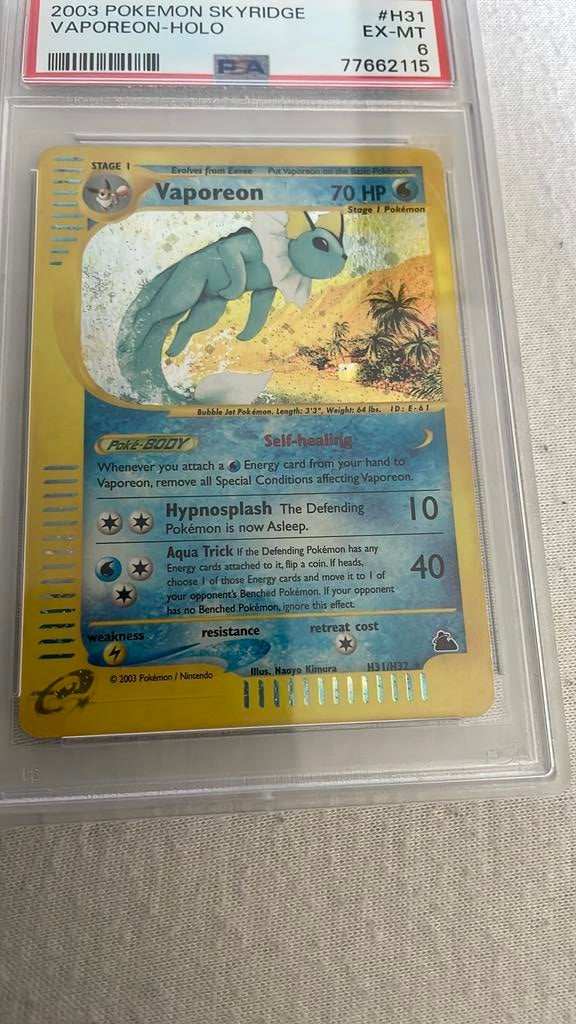Vaporeon skyridge, Ophalen of Verzenden, Zo goed als nieuw, Losse kaart, Foil
