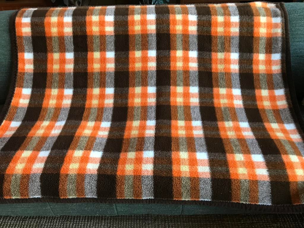 Vintage / retro Dralon deken / AaBee woonplaid 🧡🤎, Huis en Inrichting, Woonaccessoires | Plaids en Woondekens, Ophalen, Gebruikt