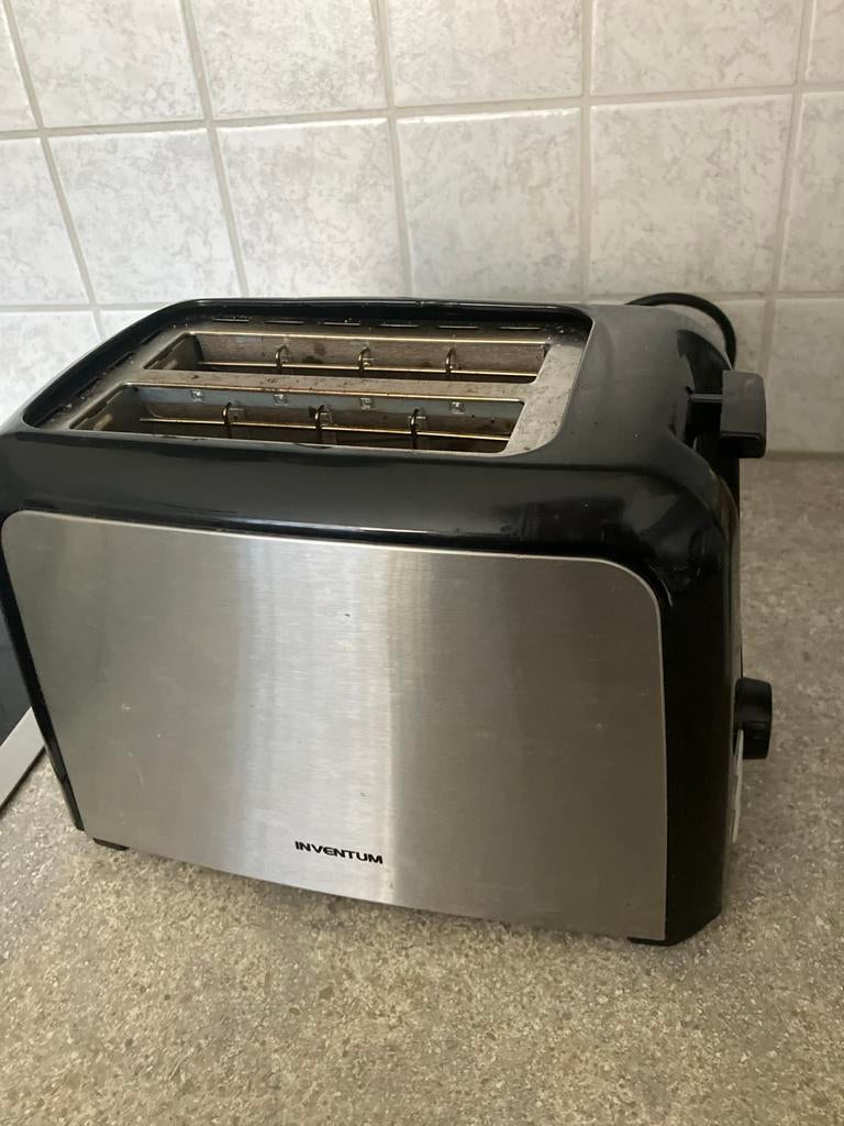 Inventum broodrooster - Zwart/RVS, Witgoed en Apparatuur, Broodroosters, Ophalen, Gebruikt