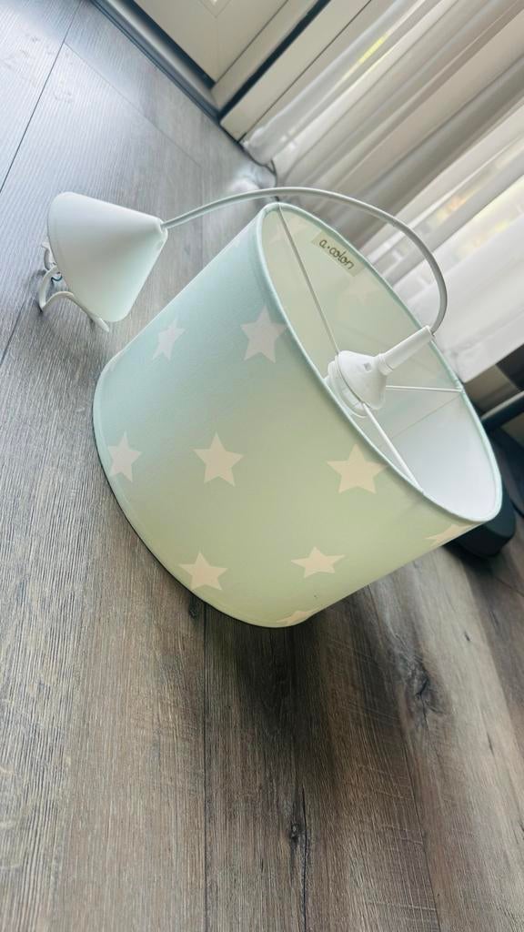 Mintgroene hanglamp met sterren voor kinderkamer, Ophalen, Zo goed als nieuw, Stof, Minder dan 50 cm