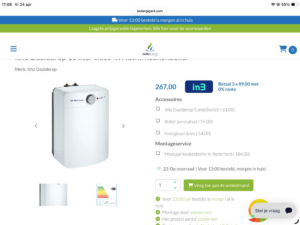 Itho Daalderop Keuken boiler 10 liter hotfill, Huis en Inrichting, Keuken | Complete keukens, Ophalen, Nieuw, Overige typen