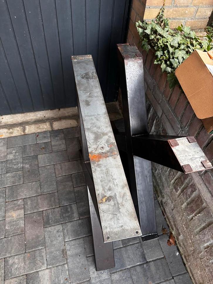Stalen tafelpoten - X-vormig onderstel, Huis en Inrichting, Tafelonderdelen, Gebruikt, Tafelpoot, Minder dan 50 cm, Overige vormen