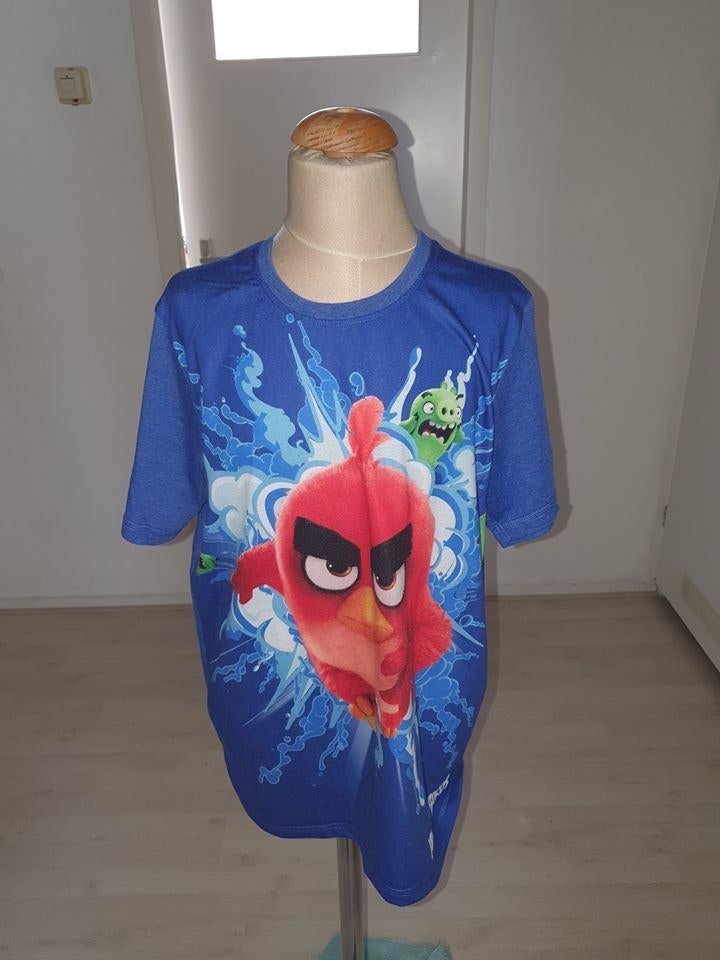 blauw angry bird shirt maat 158   -k5, Ophalen of Verzenden, Zo goed als nieuw, Meisje, Shirt of Longsleeve
