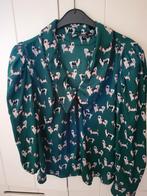 Groene blouse met hondenprint en strikdetail, Zara, Maat 42/44 (L), Ophalen of Verzenden, Zo goed als nieuw