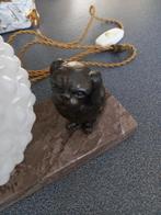 Lampje op marmeren blad met hondje kompt uit Frankrijk, Ophalen of Verzenden, Zo goed als nieuw, Minder dan 50 cm