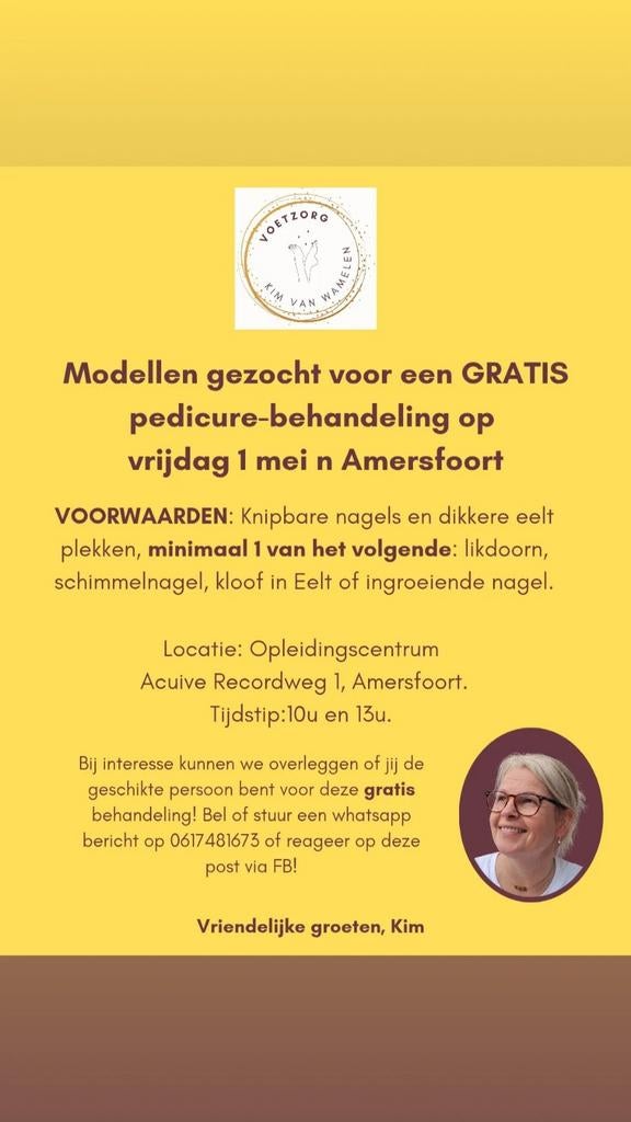 Gevraagd model ivm gratis pedicure behandeling in Amersfoort, Ophalen of Verzenden
