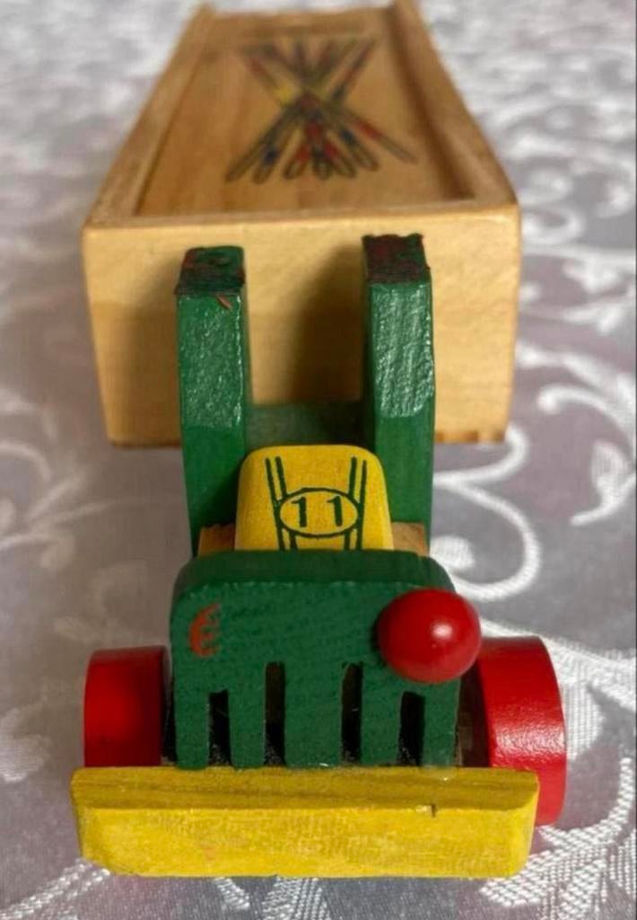 Vintage Mikado vrachtauto hout wielen draaien 22 cm lang, Kinderen en Baby's, Speelgoed | Houten speelgoed, Ophalen of Verzenden
