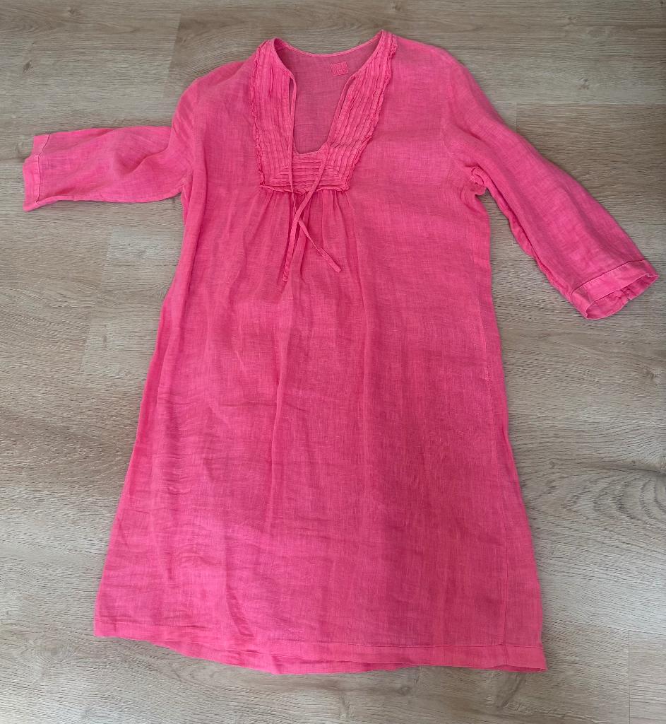 120% lino hot pink dress mt it.42 eur.mt 38, Maat 38/40 (M), Verzenden, 120% lino, Zo goed als nieuw