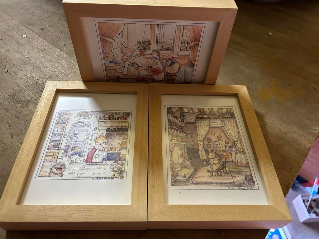 Schilderijtjes voor babykamer - Hinke van der Meer prenten, Ophalen, Gebruikt, Oorspronkelijke maker, Print
