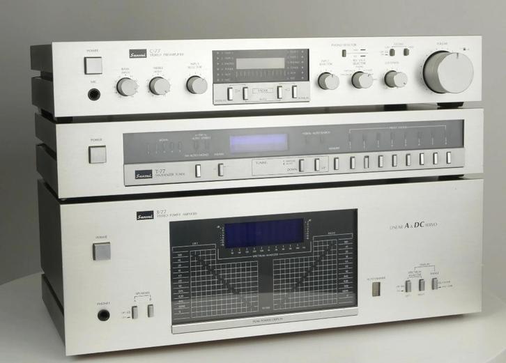 Sansui B-77 eindversterker, C-77 voorversterker en T-77, Audio, Tv en Foto, Stereo-sets, Zo goed als nieuw, Overige merken, Ophalen of Verzenden