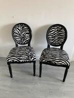 2 stoelen met Zebra print, Ophalen, Twee, Zwart, Zo goed als nieuw