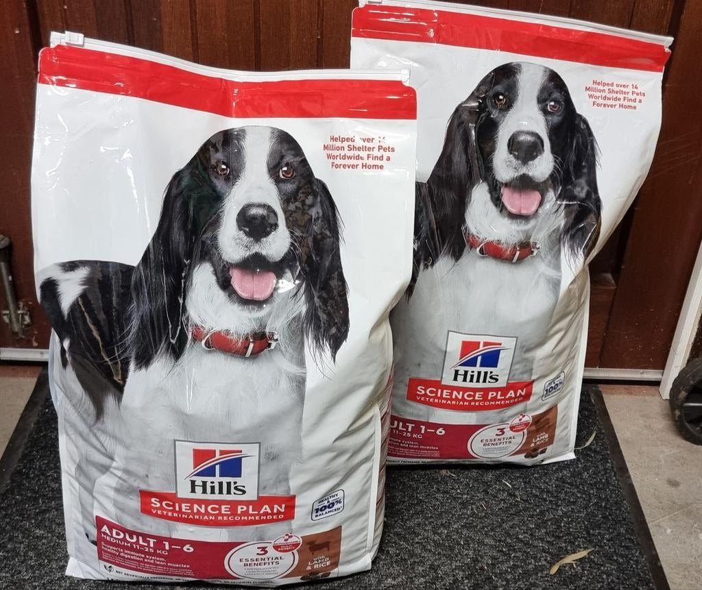 Hills hondenvoer 2x adult 1-6 medium lam rijst, Ophalen, Hond