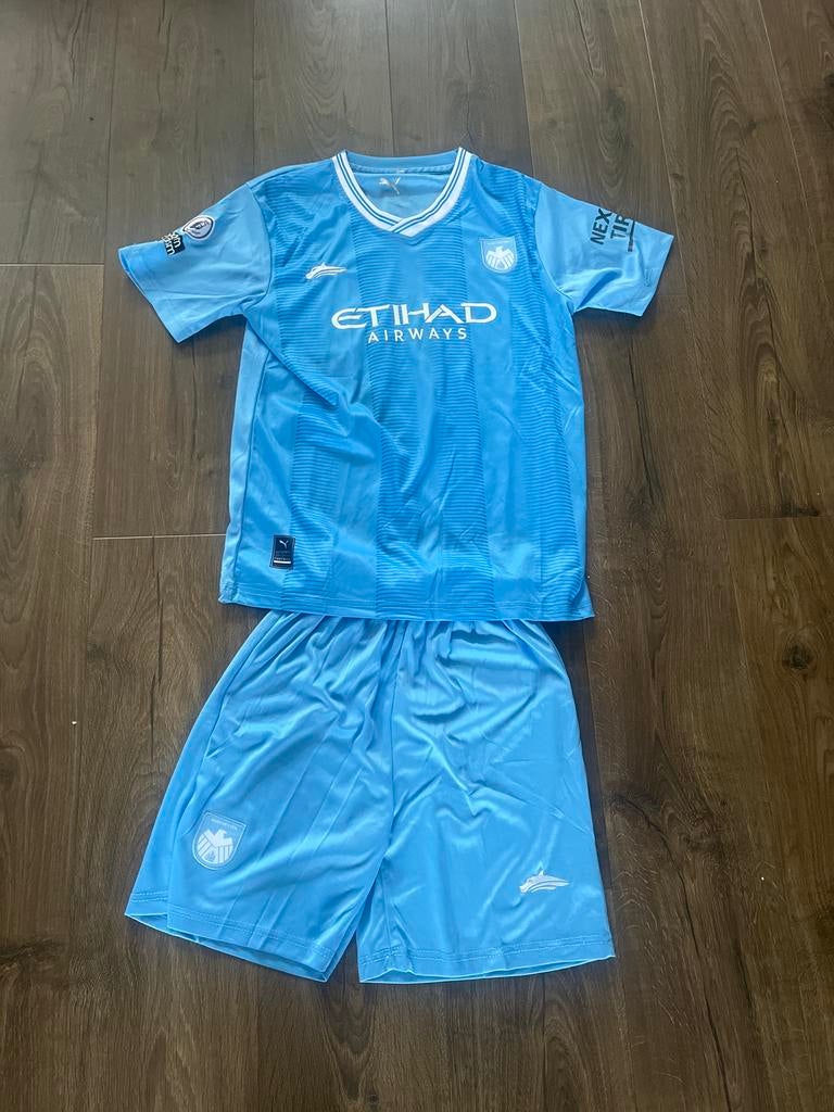 Manchester City voetbaltenue Haaland kind, Blauw, Overige maten, Ophalen of Verzenden, Voetbal
