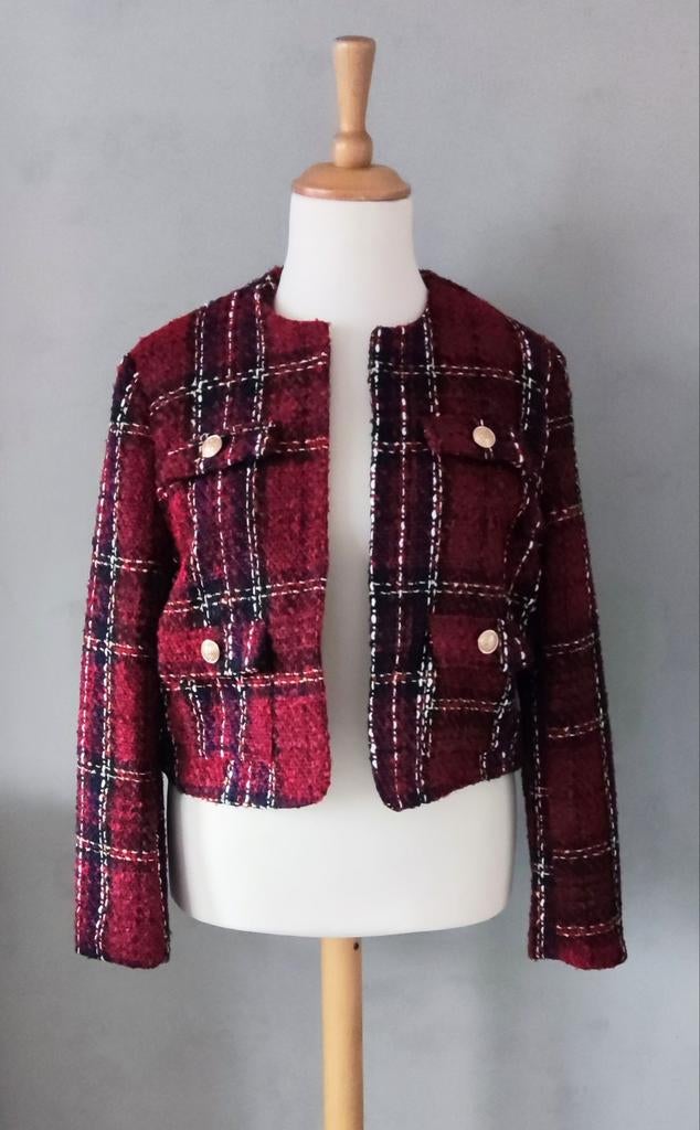 Tweed rood  geruit jasje maat 44, Maat 42/44 (L), Ophalen of Verzenden, Zo goed als nieuw, Jasje