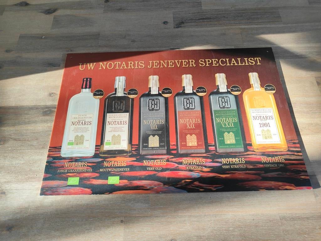Notaris Jenever Specialist Reclamebord, Ophalen of Verzenden, Gebruikt, Reclamebord