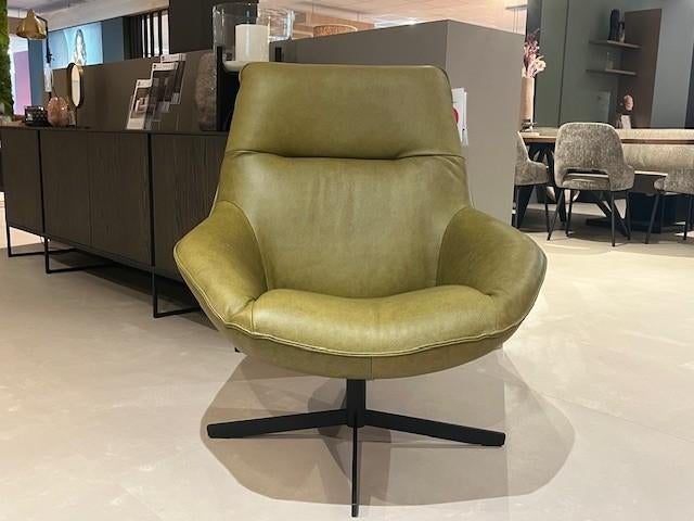 Lederen groene fauteuil, Ophalen, Info@vissermeubelen.nl, Nieuw, 75 tot 100 cm