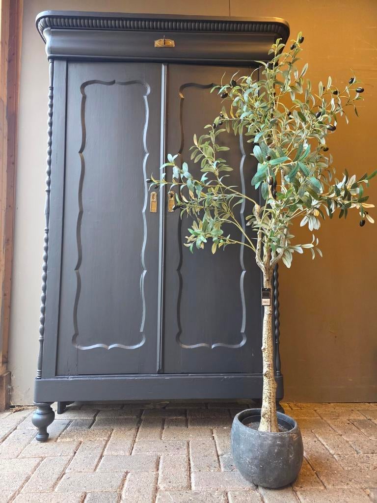 Biedermeier meidenkast antraciet kledingkast bezorgen mogel., Ophalen of Verzenden