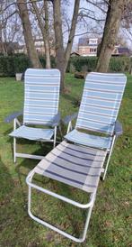 Set Crespo campingstoelen/ligstoelen, blauw gestreept, Ophalen, Gebruikt, Campingstoel