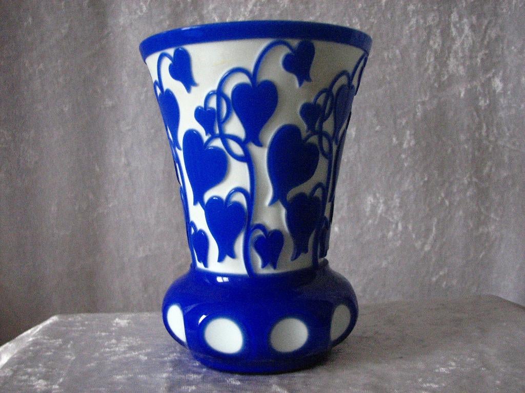 Prachtig Handbewerkt Glazen Vaasje met blauwe klokjes bloeme, Verzenden