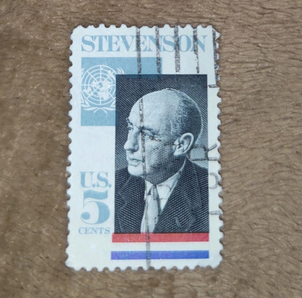 Amerikaanse postzegel Adlai Stevenson 5 cent, Ophalen of Verzenden, Gestempeld, Overige thema's