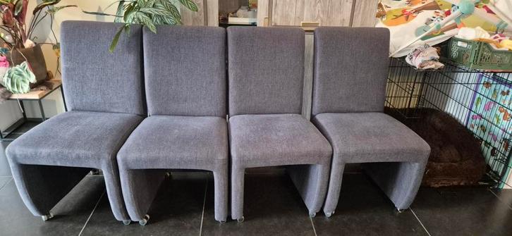 4x stoffen antraciet stoelen, Huis en Inrichting, Stoelen, Gebruikt, Vier, Stof, Grijs, Ophalen