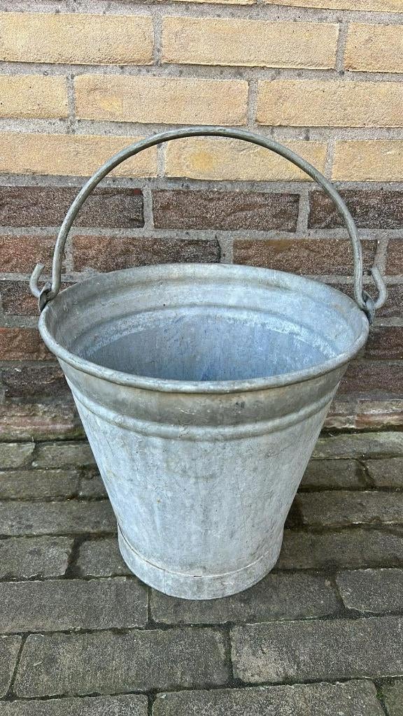 Zinken emmer, Tuin en Terras, Bloembakken en Plantenbakken, Ophalen, Gebruikt, Minder dan 30 cm, Rond
