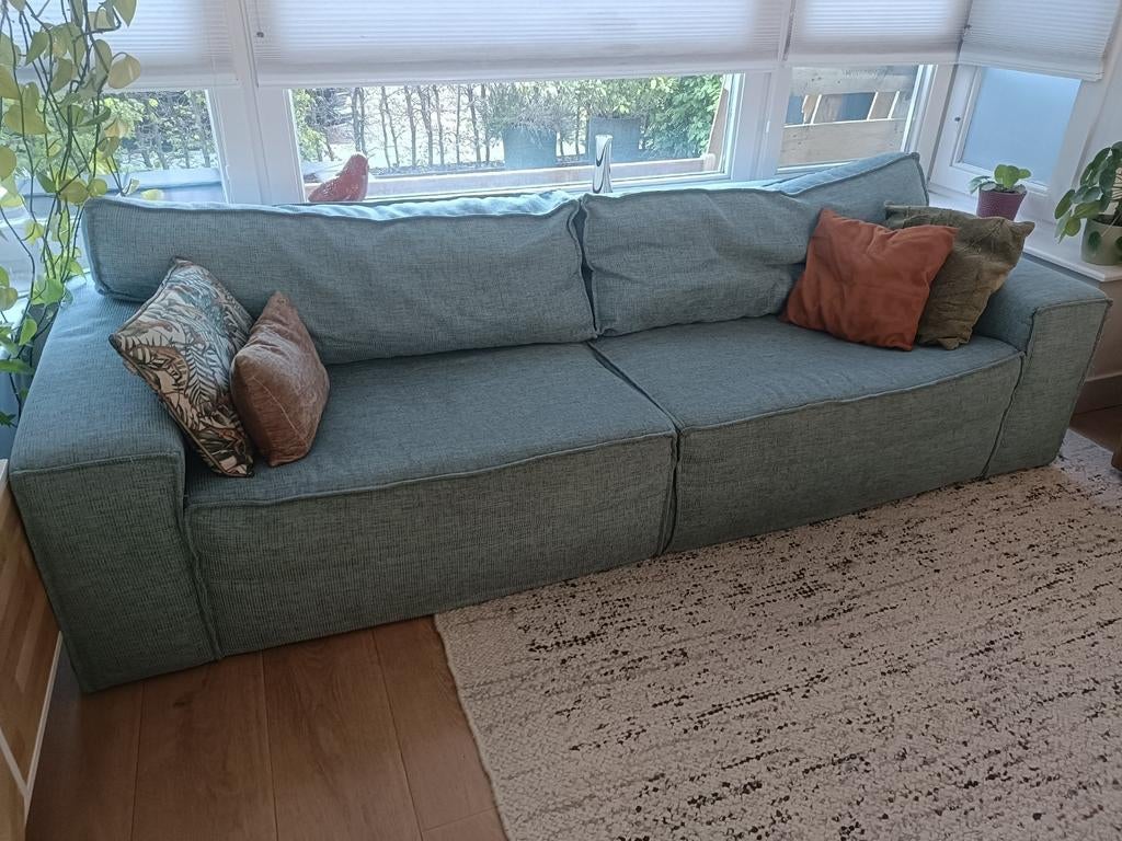 Lichtblauwe 3-zits bank van Loods 5 - 246cm breed, Ophalen, Gebruikt, Driepersoons, 75 tot 100 cm