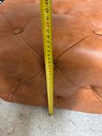 Stijlvolle leren poef, Gebruikt, Vierkant, Leer, Ophalen of Verzenden