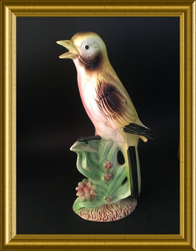 Art deco geel vogel beeldje: kanarie, hoogte 21 cm, Ophalen of Verzenden