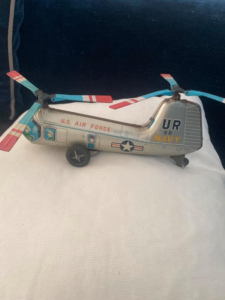Vintage Blikken Speelgoed Helikopter U.S. Air Force Navy Jap, Antiek en Kunst, Antiek | Speelgoed, Ophalen of Verzenden