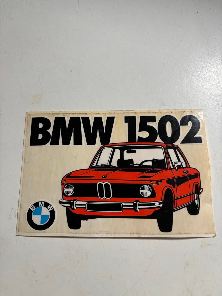 Vintage BMW 1502 Sticker - Klassieke Auto Decal, Ophalen of Verzenden