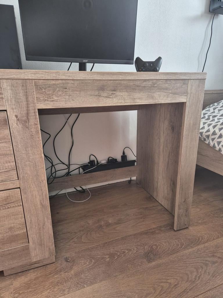 Houten bureau met lades, Huis en Inrichting, Bureaus, Ophalen of Verzenden, Gebruikt