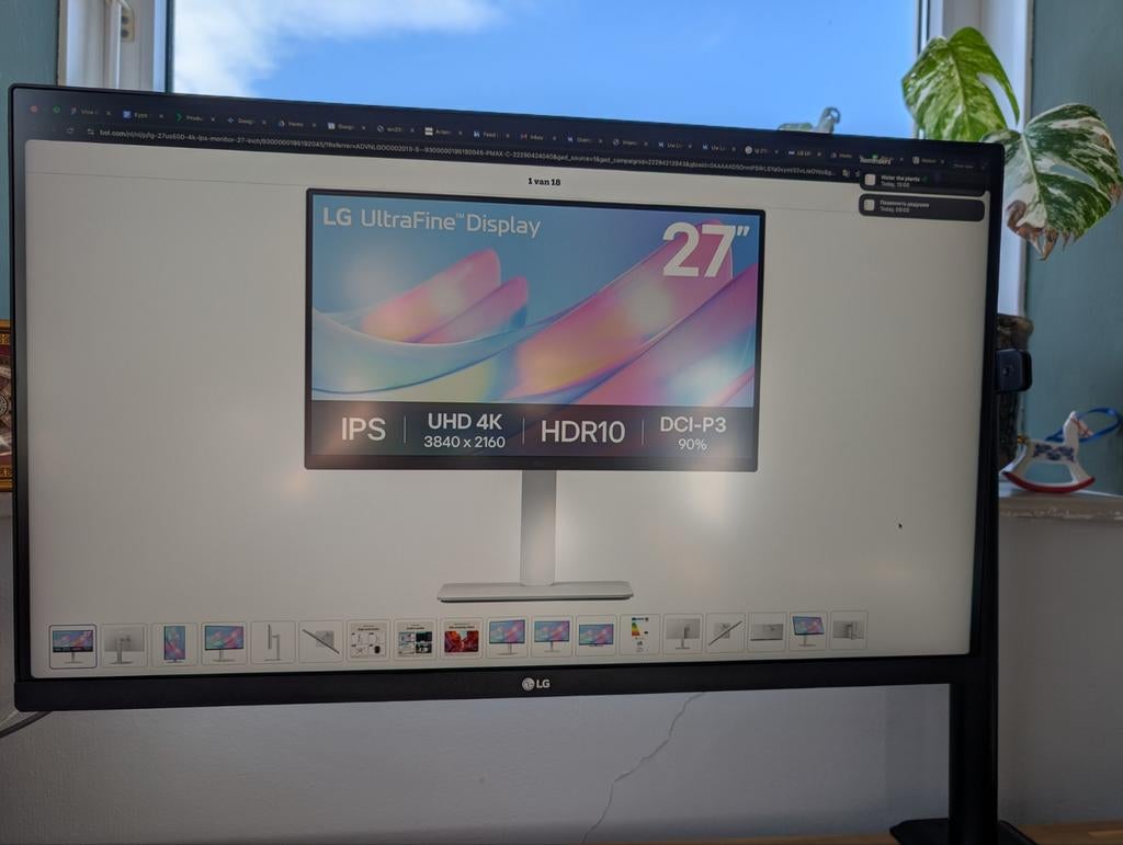 LG UltraFine 27" 4K Monitor (27US550-W) + ISY Monitorarm, Computers en Software, Monitoren, Ophalen, IPS, HDMI, In hoogte verstelbaar