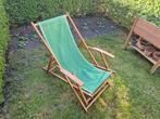 Echte Vintage strandstoel / ligstoel /tuinstoel, Ophalen, Gebruikt, Hout, Inklapbaar