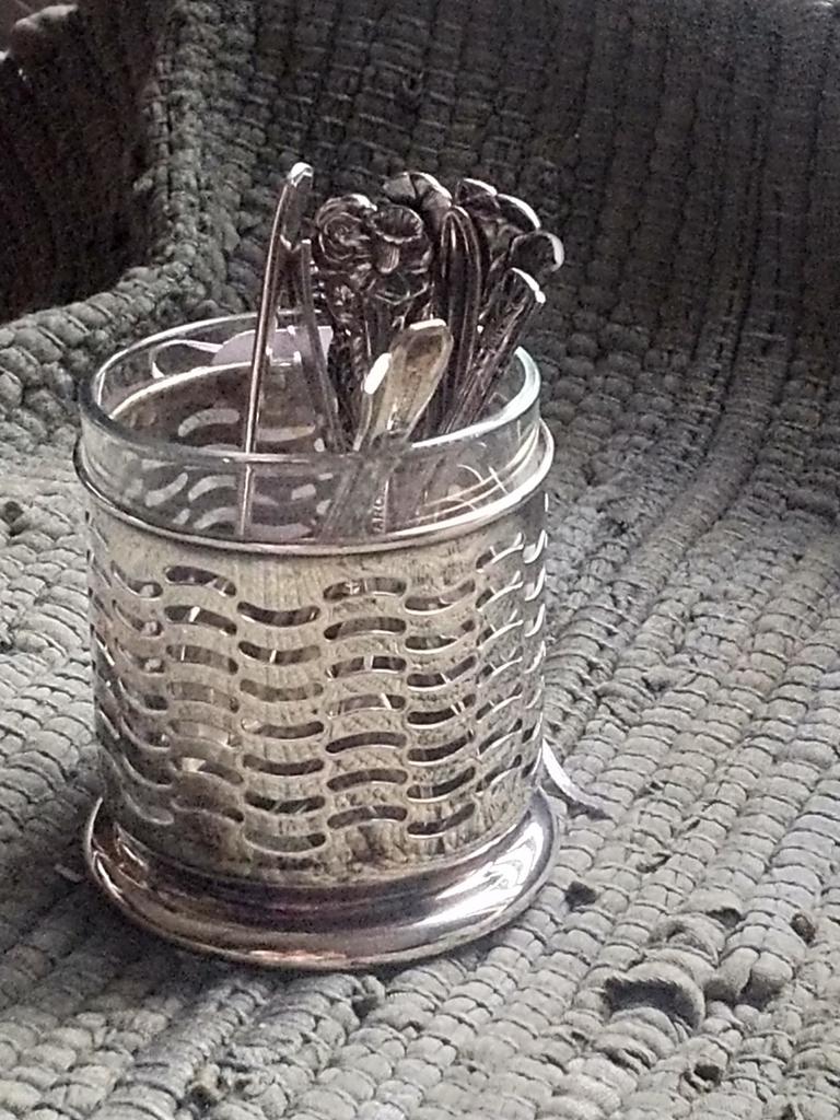 Theelepel Houder Zilver/Glas, Ophalen of Verzenden