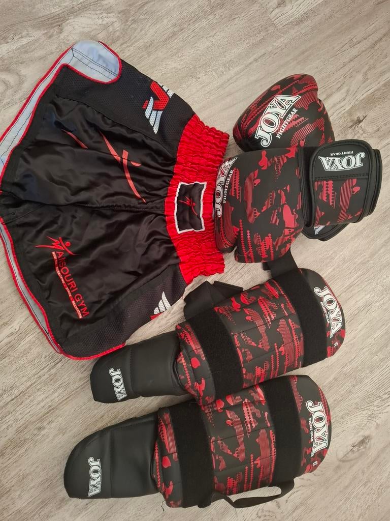 Boksset handschoenen, scheenbeschermers, br, Sport en Fitness, Boksen, Ophalen of Verzenden, Bokshandschoenen