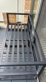 Metalen tuinbank met grijze kussens - 175x76 cm, Tuin en Terras, Ophalen, Gebruikt, Metaal