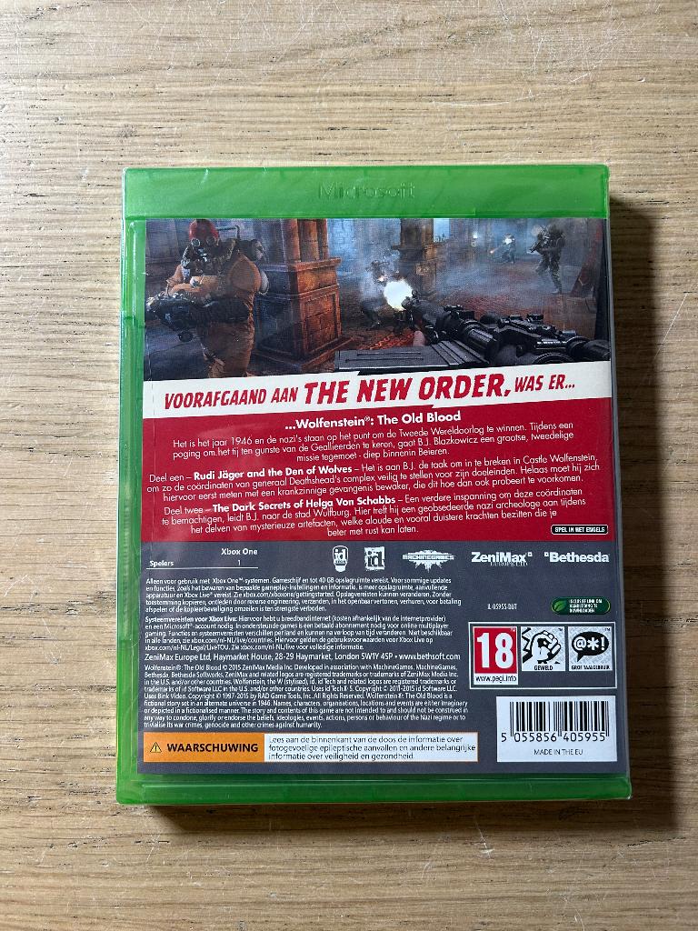 NIEUW | Xbox one Wolfenstein Old Blood, Vanaf 18 jaar, Shooter, 1 speler, Nieuw