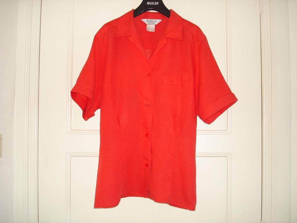Marella blouse rood linnen maat 40-42 vintage Italy, Kleding | Dames, Blouses en Tunieken, Ophalen, Zo goed als nieuw, Maat 38/40 (M)