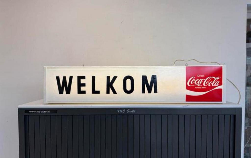 Vintage Coca-Cola Welkom Lichtbak - Reclamebord, Antiek en Kunst, Curiosa en Brocante, Ophalen