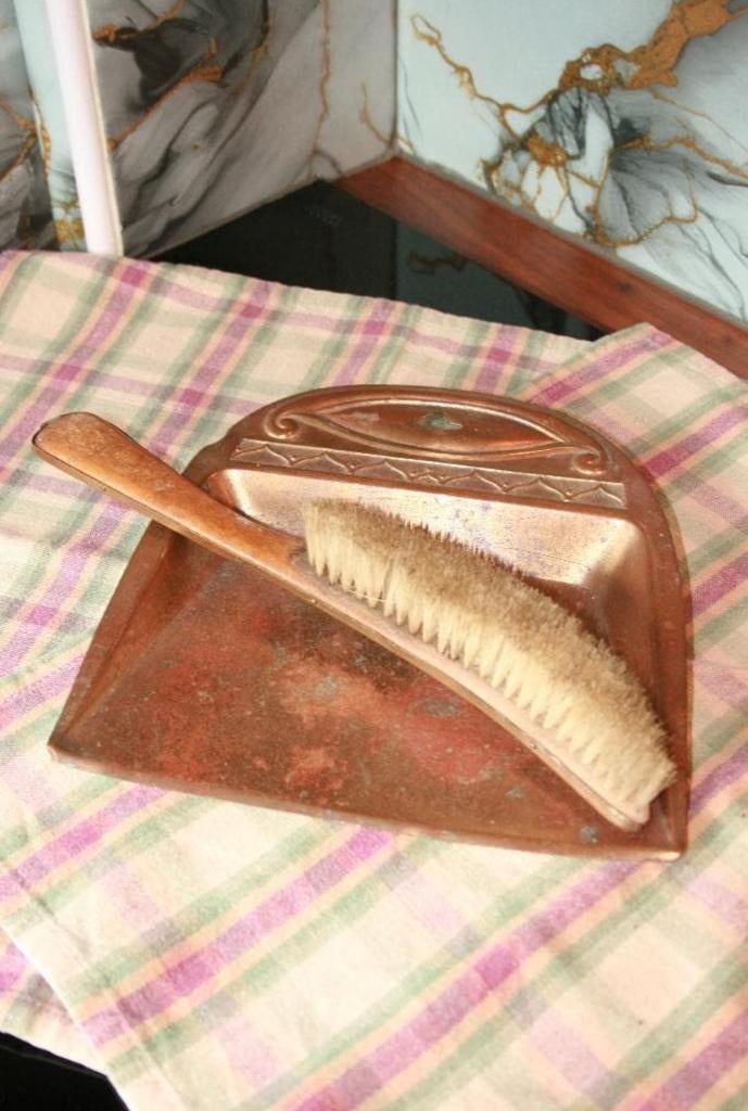 Antiek/Vintage Koperen of Messing Stoffer & Blik, Antiek en Kunst, Ophalen of Verzenden, Koper