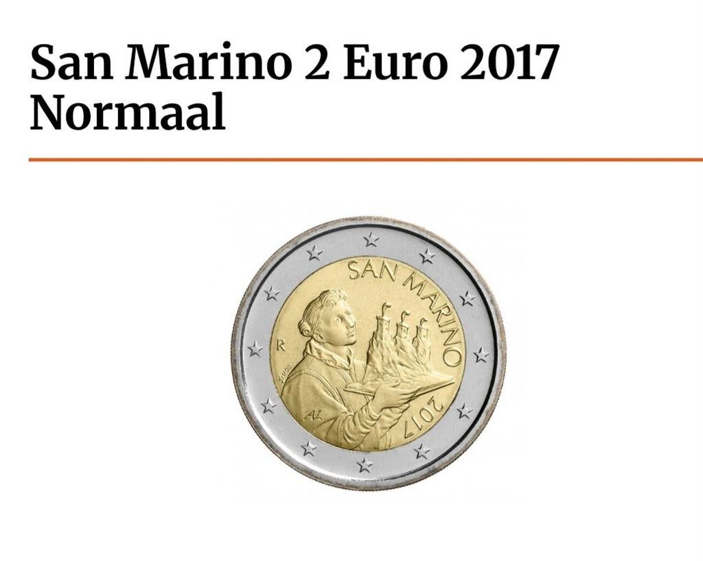 2 euro San Marino 2017, Postzegels en Munten, Munten | Europa | Euromunten, Ophalen of Verzenden, San Marino, 2 euro