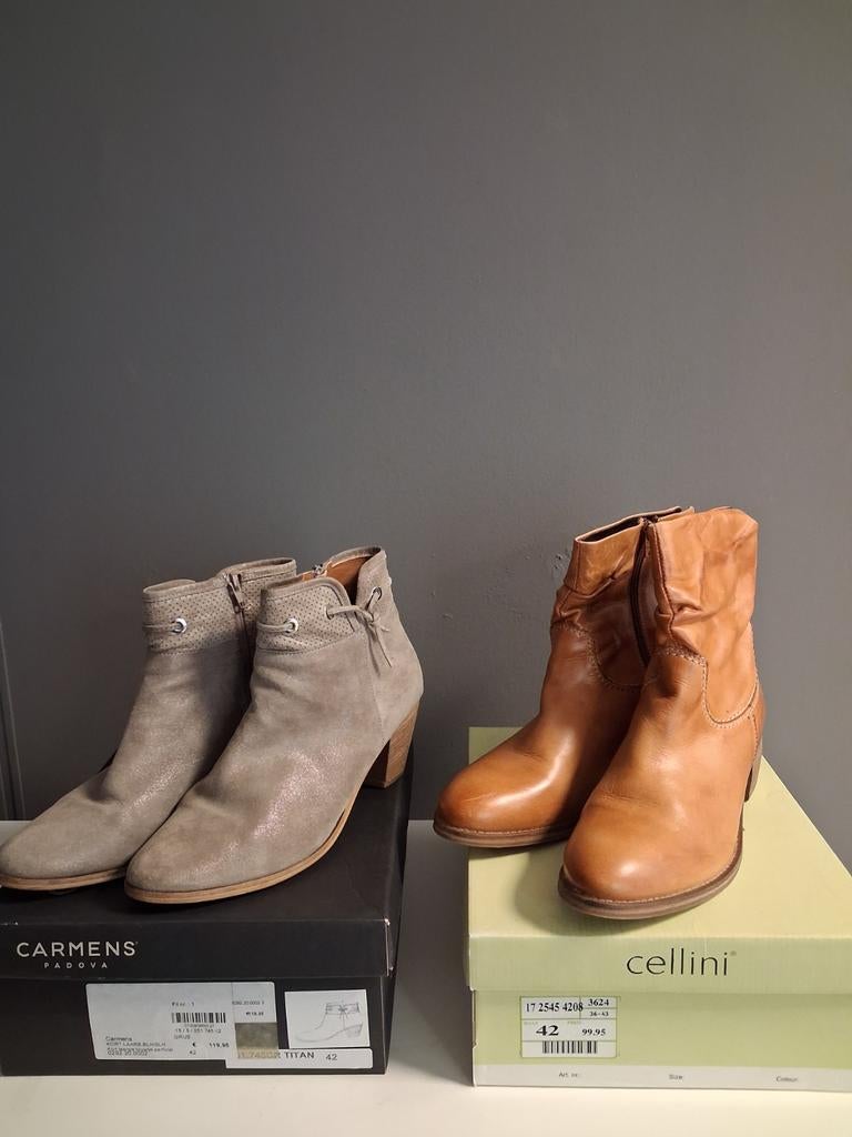 2 paar laarzen schoenen maat 42, Kleding | Dames, Schoenen, Ophalen, Overige kleuren, Lage of Enkellaarzen, Gedragen